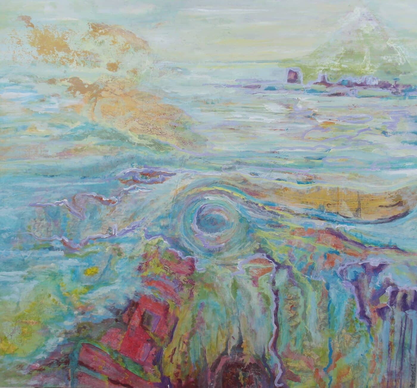 Maling akryl og mixed media, Hanneke Kloosterman, Her bor jeg! 100x100