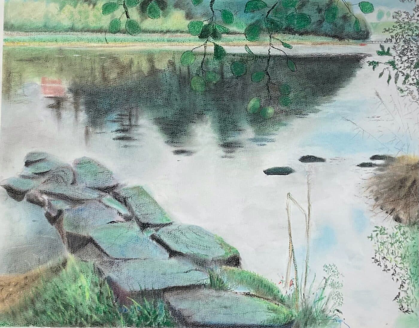Siri Janvin, ved Stokkavannet, 60x50, softpastell