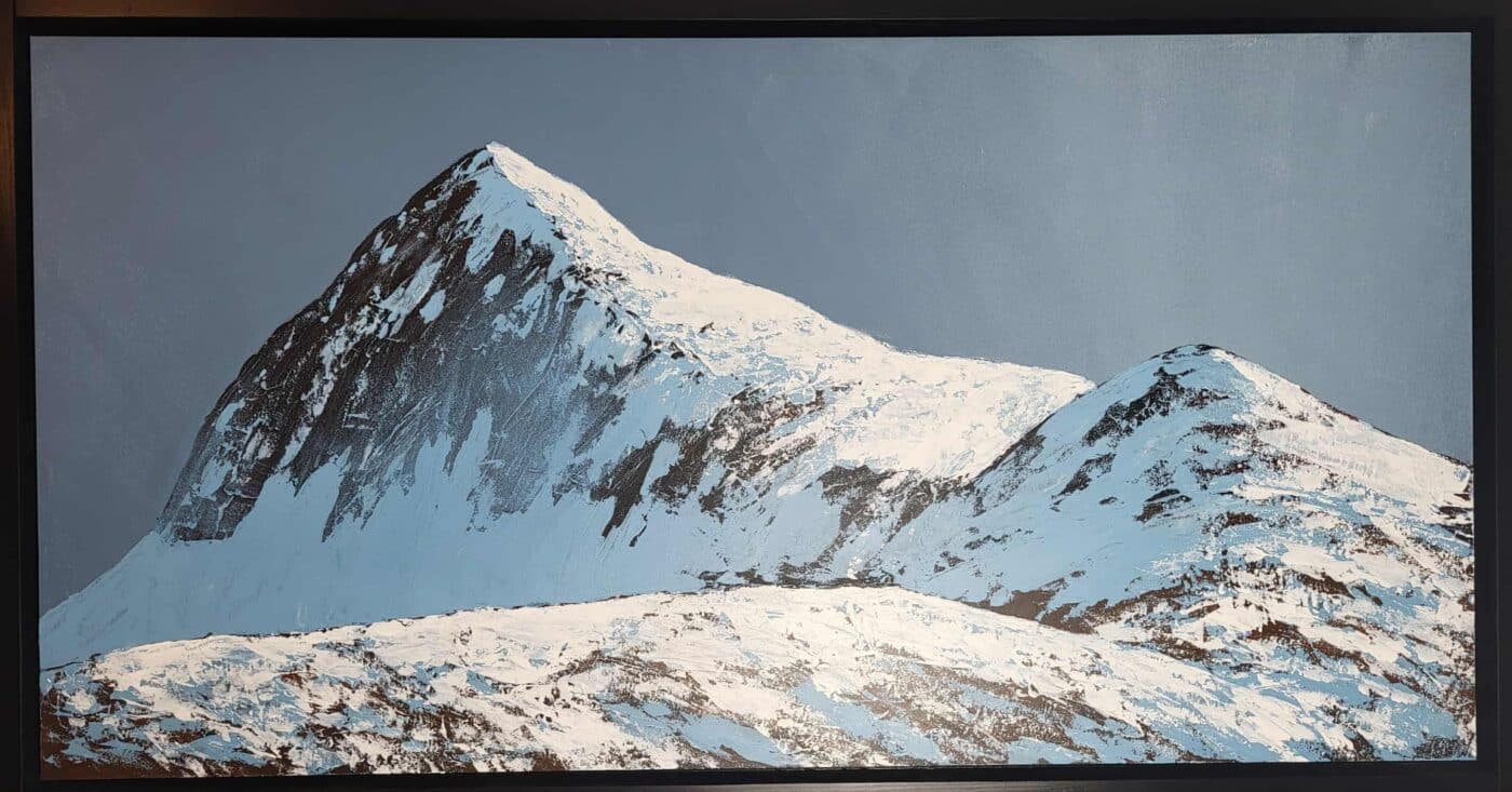 norwegian mountains, Beatrice Fleischhack, 105 x 55 cm, akryl på mdf med svart treramme